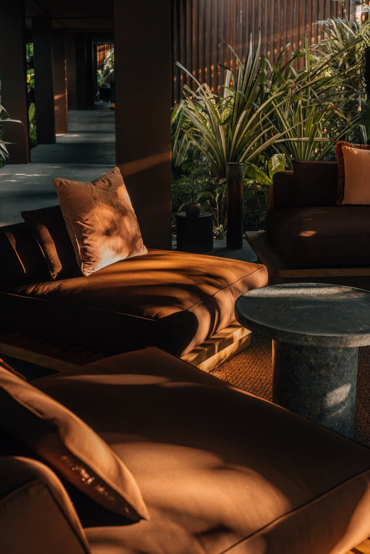 Lounge and lobby at golden hour